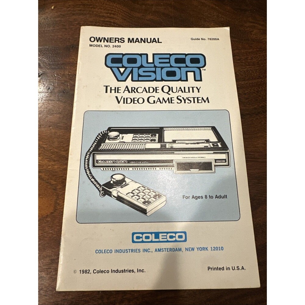 Coleco Vision 1982 Console Video Game System Model No 2400 Owners Manual